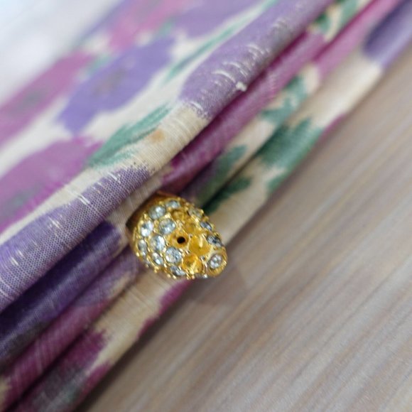 VINTAGE Floral Clutch Purple Neutral Purse Rhinestone Casual‎ Retro 90s Waldman - Picture 16 of 16